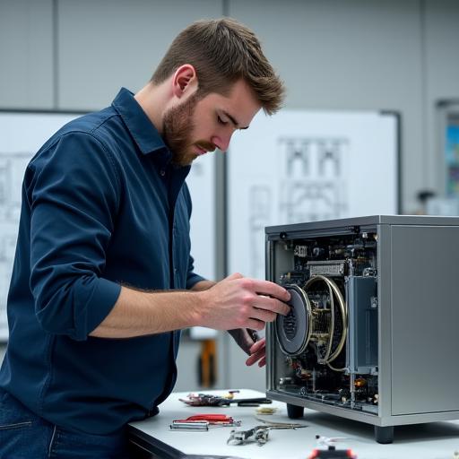 Ingenieur bei der Arbeit an einem Alpen Glühen Gerät